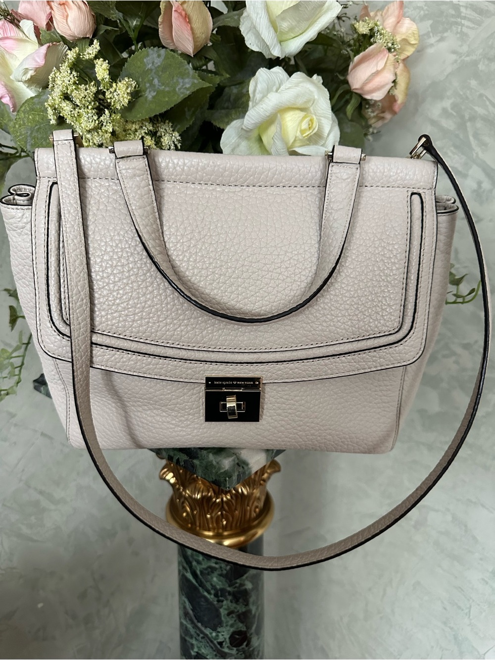 kate spade Pebbled Leather Satchel - Light Taupe